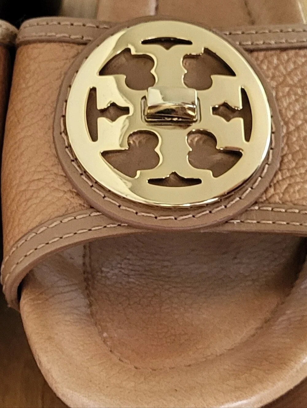 Tory Burch Tan Leather Platform Wedge Sandals